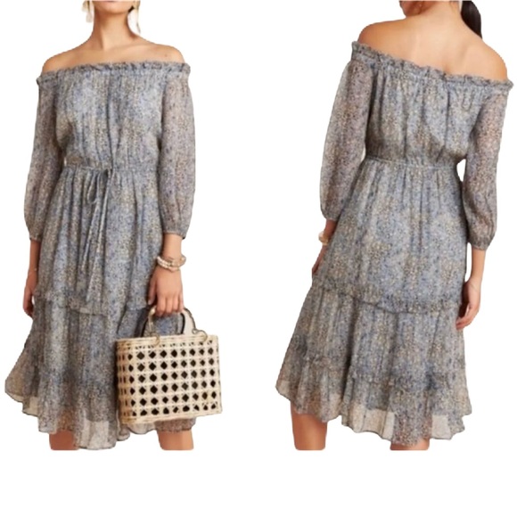 Anthropologie Dresses & Skirts - Anthropologie Rayon Kira Off-The-Shoulder Lined Tiered Peasant  Dress Size US 6